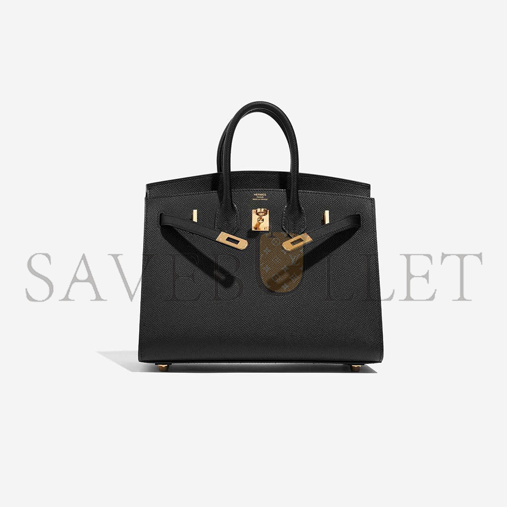 H**mes birkin 25 epsom leather black gold buckle high end bag h028369cc89 (25*20*13cm)